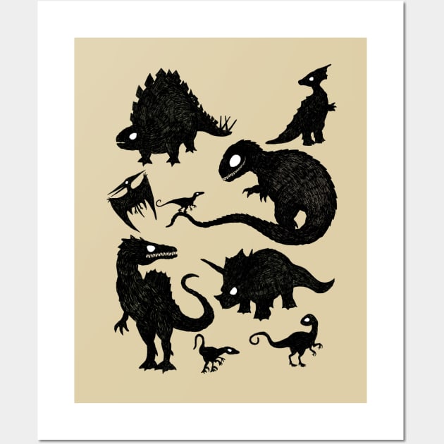 Silhoutted Dinosaurs Wall Art by djrbennett